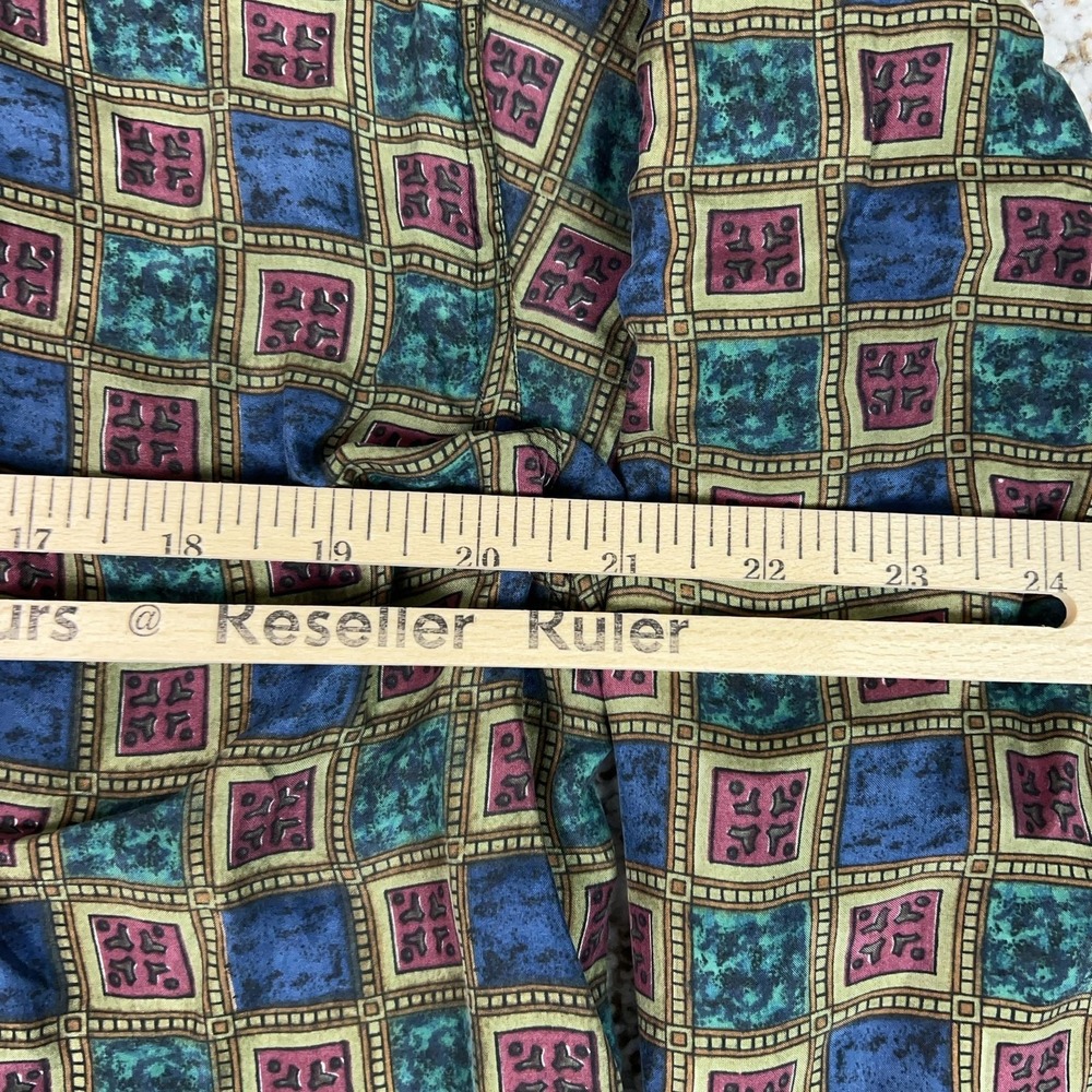 Robert Stock Mens Shirt Medium Multicolor Silk Geometric Button Pocket Top Work - Picture 8 of 9